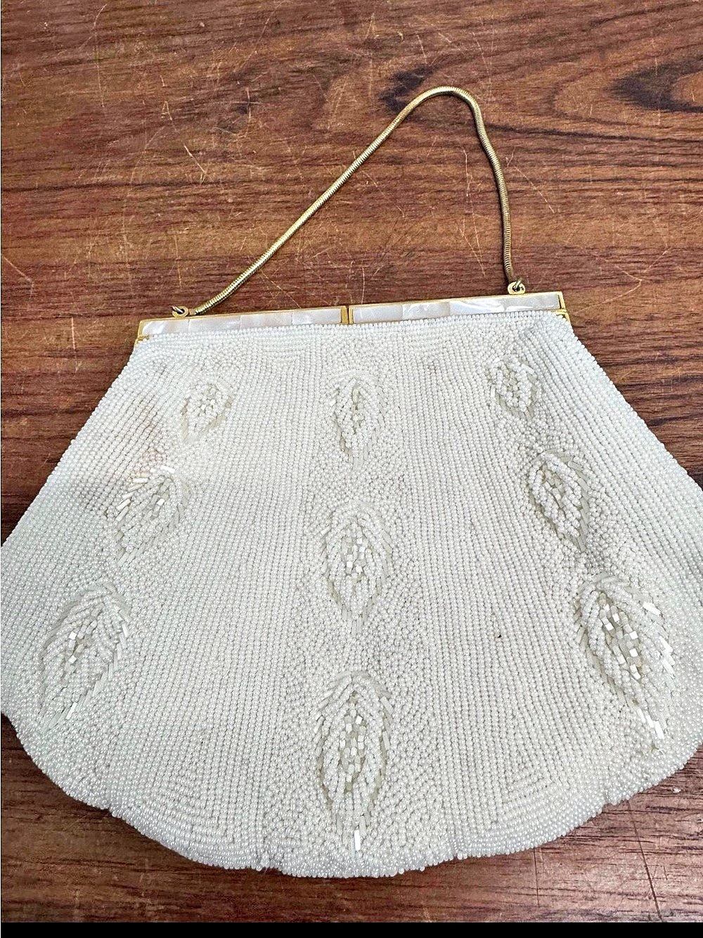 Vintage 1950’s Beaded Frame Clutch in White